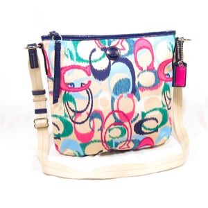 Vintage Coach Ikat Scribble Signature Crossbody Shoulder Strap Bag Purse